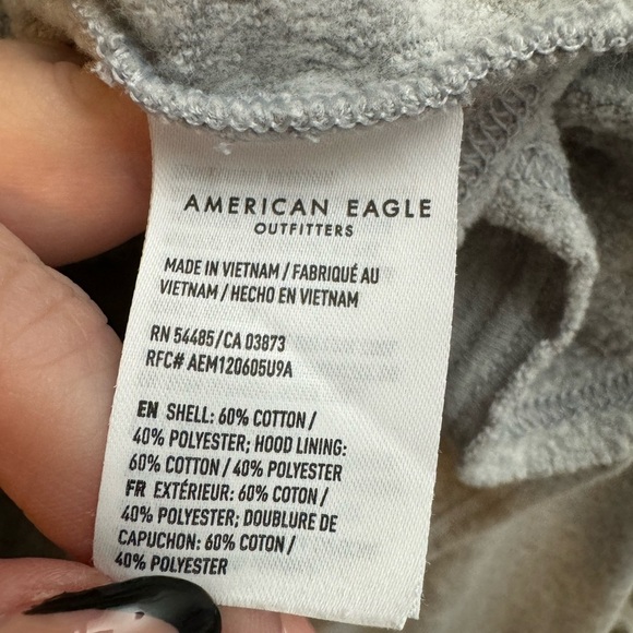 Y2K American Eagle Cropped Hoodie Sweatshirt Colorblock Oversized Soft Comfy 90s - Picture 5 of 11